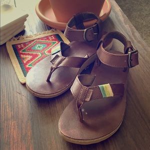 Brown leather Teva sandals
